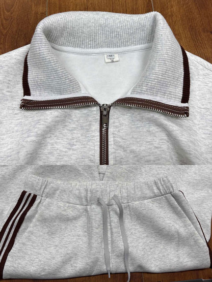 Sweatshirt mit halbem Reißverschluss und weite Hose Lounge-Set