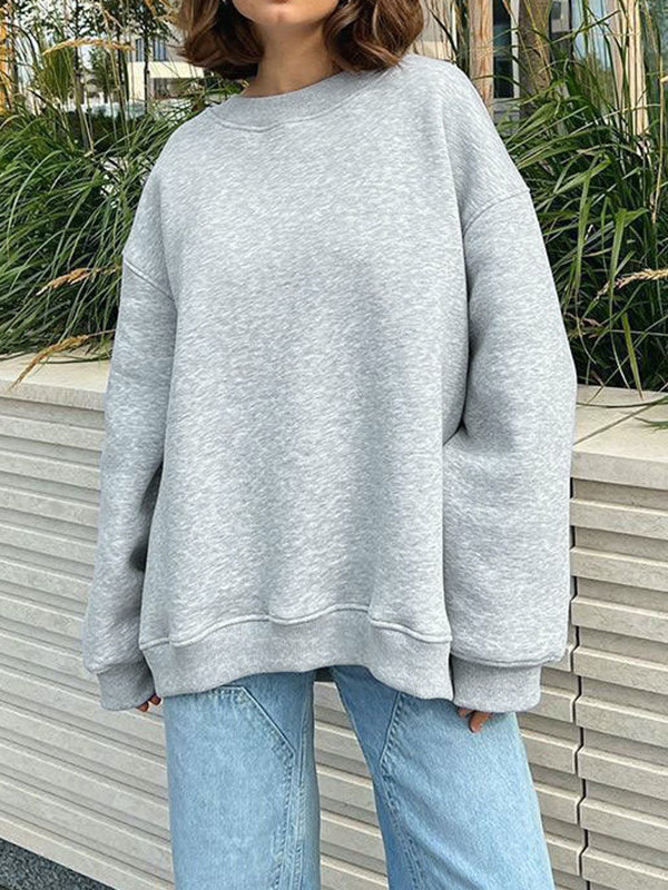 Damen Sweatshirt Locker Mit Rundhalsausschnitt