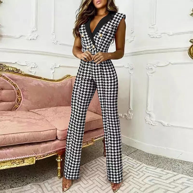 Ärmelloser V-Ausschnitt Jumpsuit für Damen