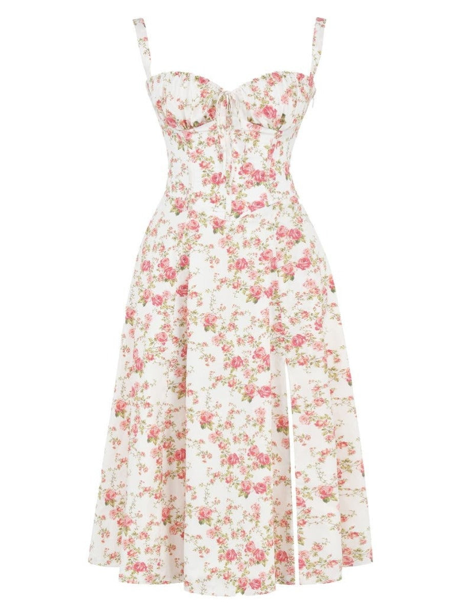 Florales Bustier Midriff Cutout Bodycon Kleid