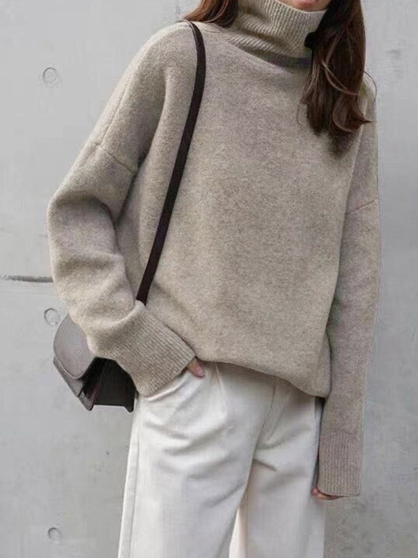 Damen Rollkragenpullover Mit Lockerem Schnitt
