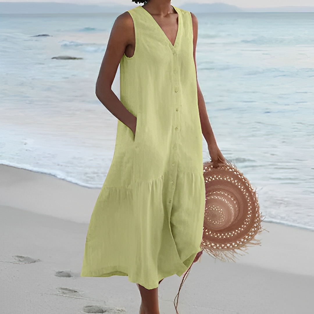 Einfaches Leinen-Sommerkleid für Damen