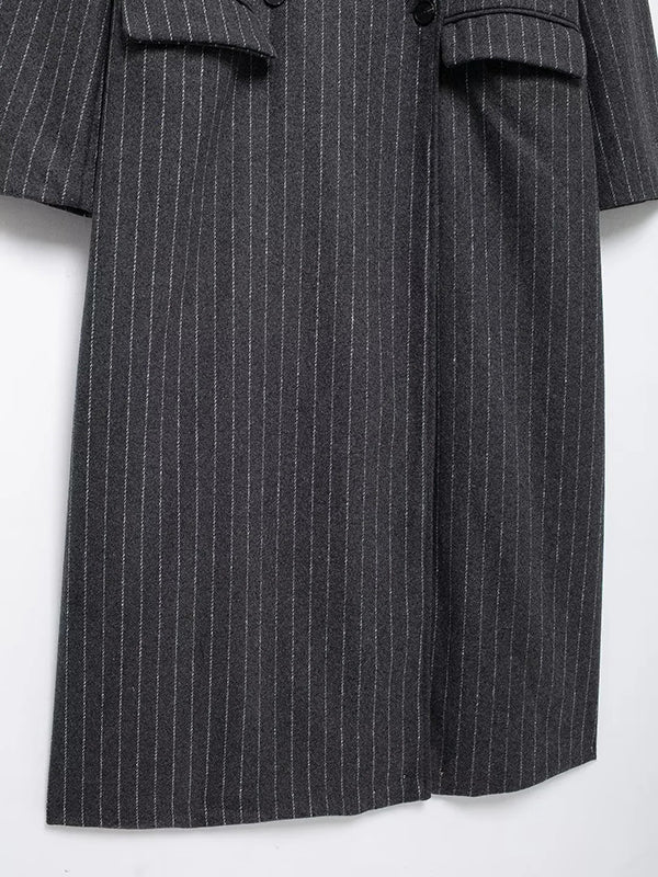 Damen Trenchcoat Mit Nadelstreifen Und Reverskragen