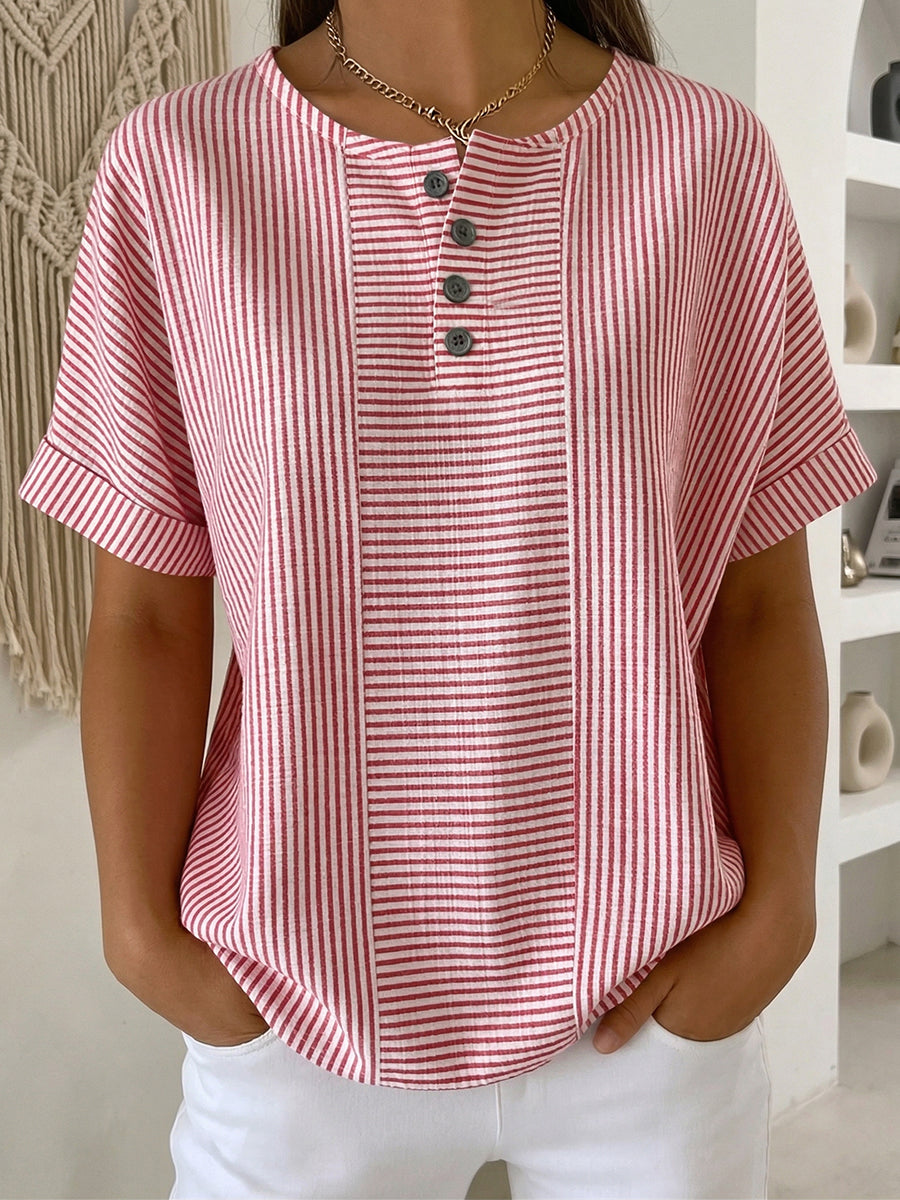 Farbbeständige gestreifte leichte Bluse