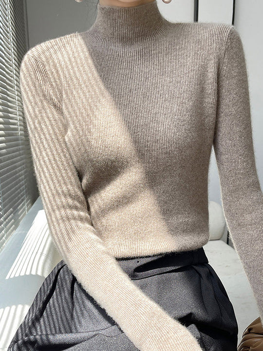 Damen Strickpullover Mit Halbhohem Kragen Und Schmalem Schnitt