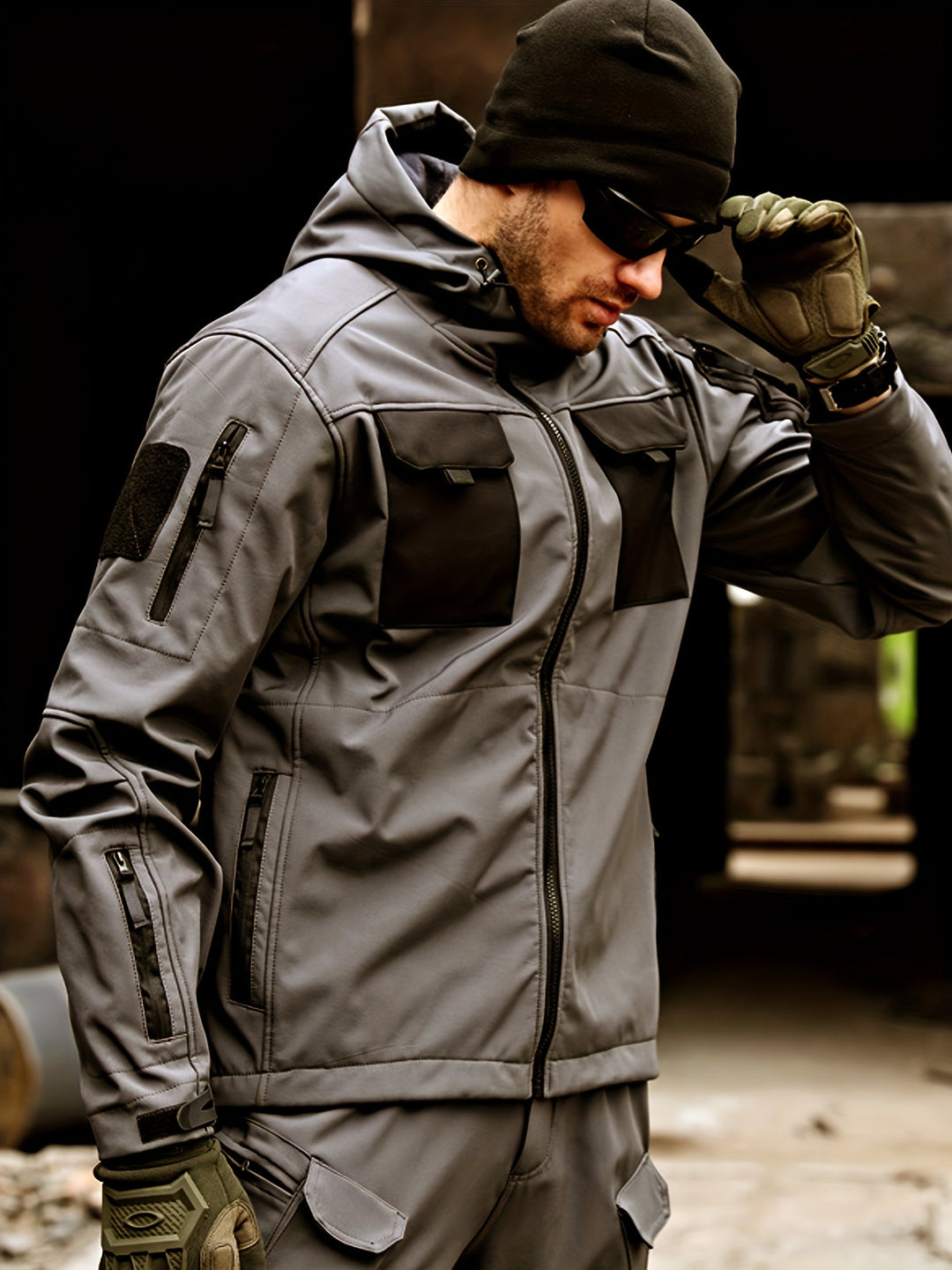 Winddichte Outdoorjacke mit Kapuze für Herren
