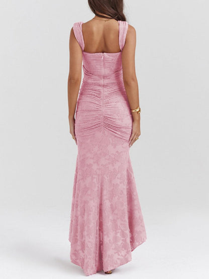 Blaues Bell Kleid mit Blumenmuster Maxi