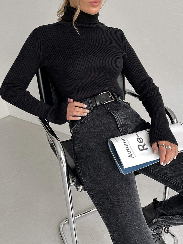 Damen Rollkragenpullover Mit Figurbetontem Schnitt
