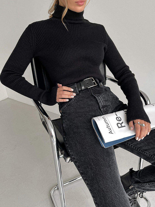 Damen Rollkragenpullover Mit Figurbetontem Schnitt