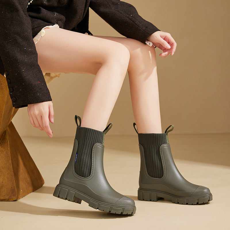 Damen Gummistiefel Mit Rutschfester Sohle Für Regenwetter