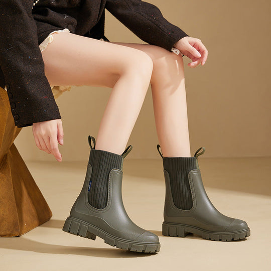 Damen Gummistiefel Mit Rutschfester Sohle Für Regenwetter