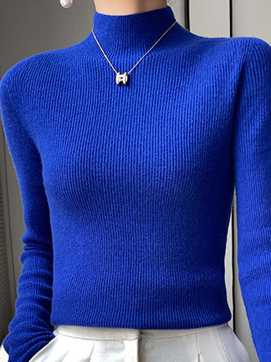 Damen Strickpullover Mit Halbhohem Kragen Und Schmalem Schnitt