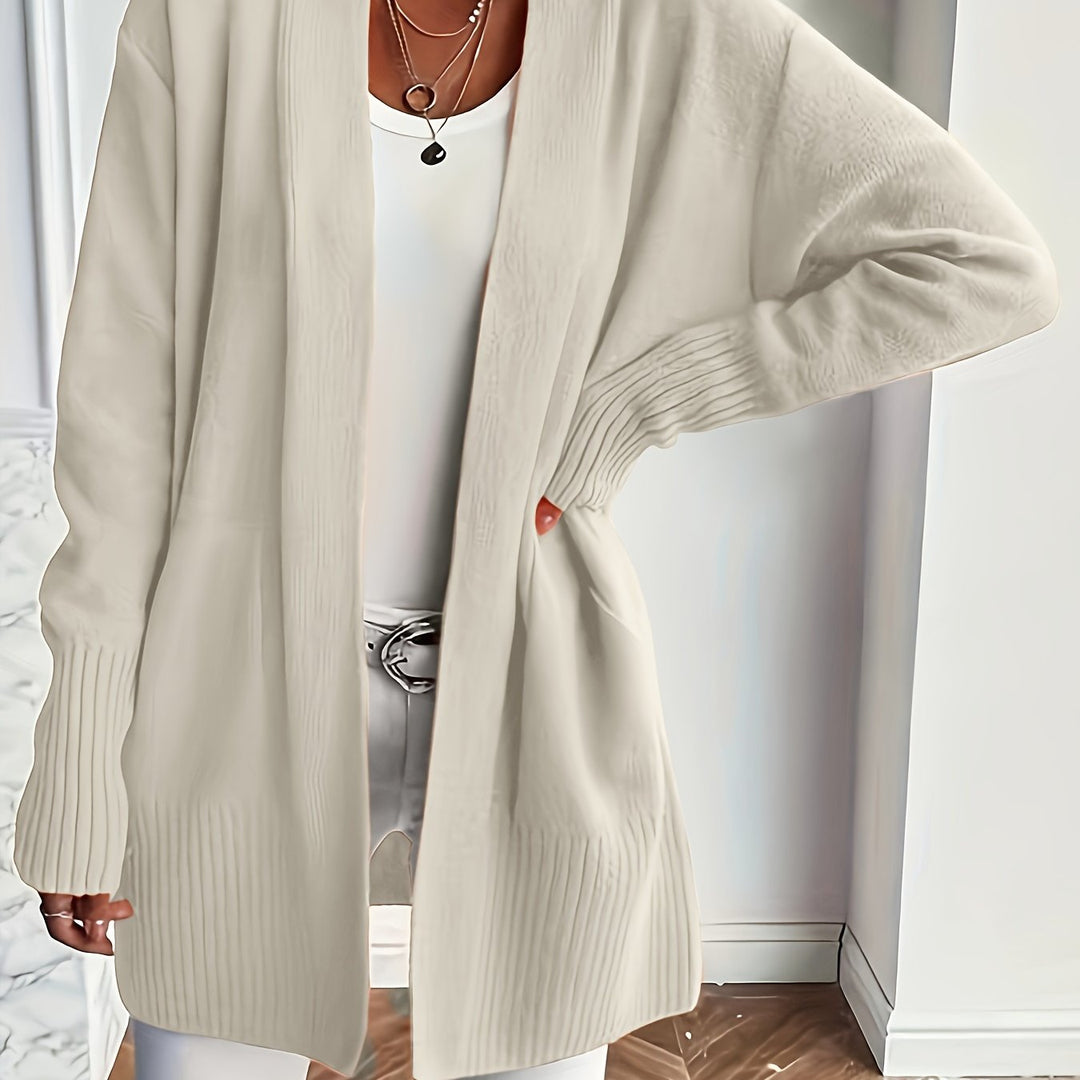 Langer Strickcardigan mit V-Ausschnitt für Damen