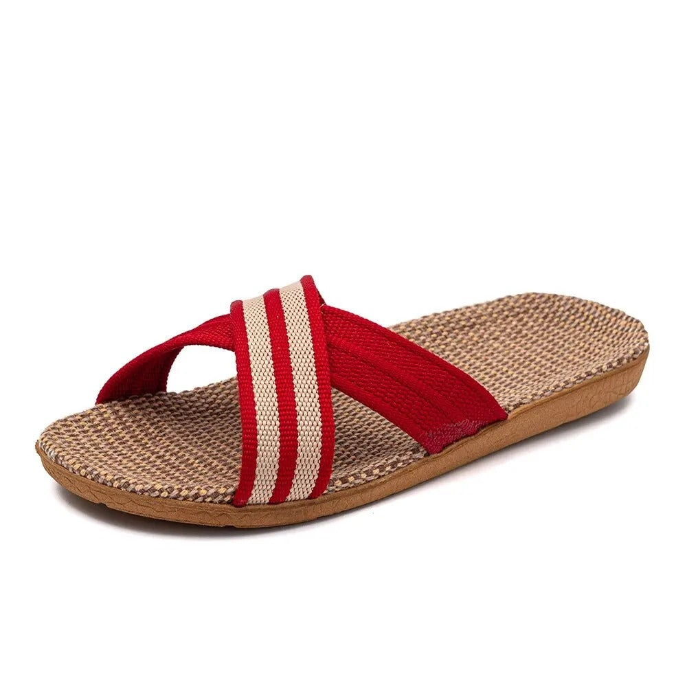 Komfort-Sandalen für Damen mit roten Kreuzriemen – ideal für den Sommer
