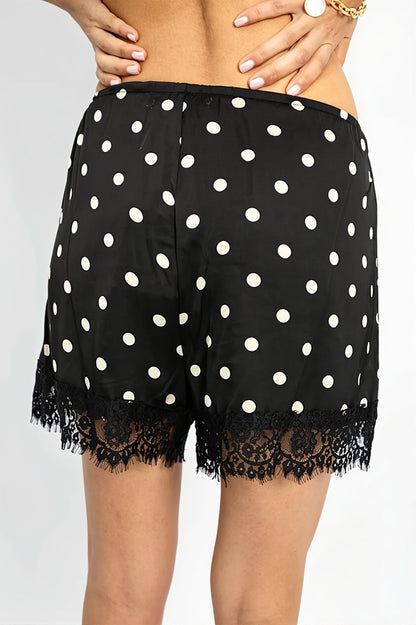 Damen Shorts im Casual Stil mit Polka Dot Print und Spitzensaum