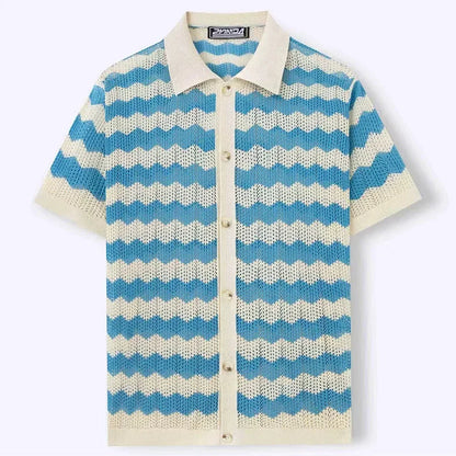 Seitenansicht des Strickhemds für Herren mit sommerlicher Struktur
