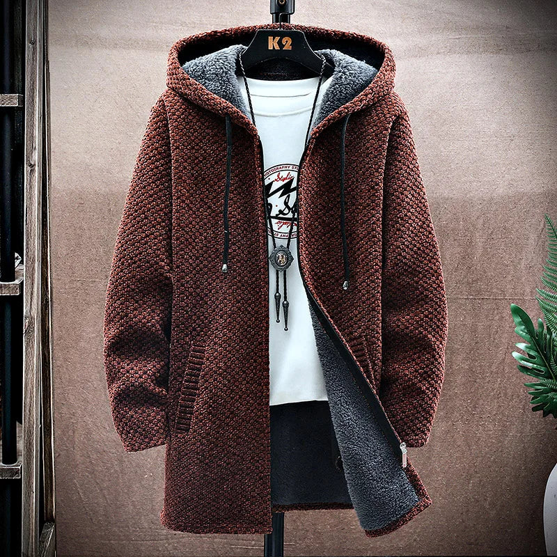 Herren Kapuzenjacke Mit Weichem Fleecefutter