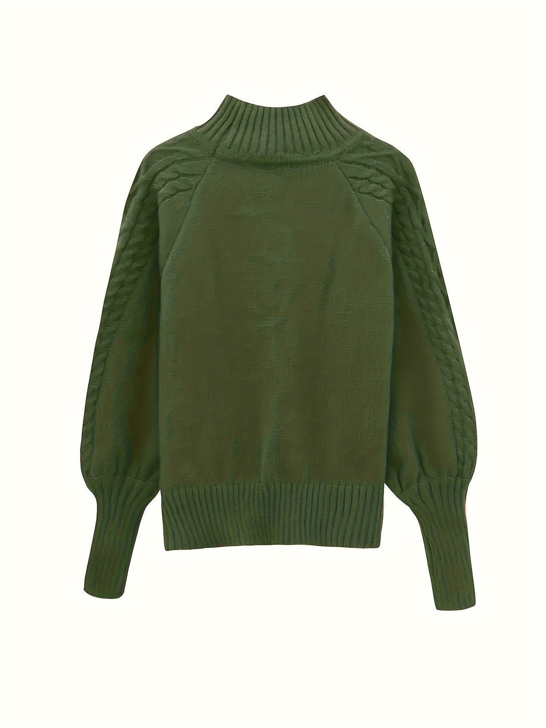 Damen Strickpullover Mit Zopfmuster Und Hohem Kragen