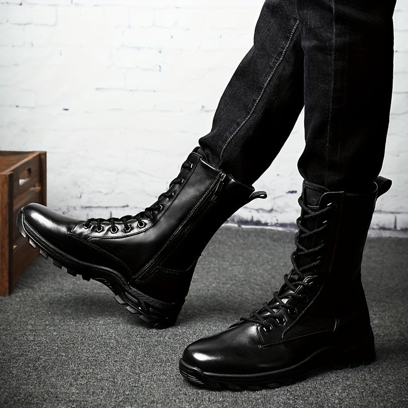 Lederstiefel mit Reißverschluss und Profilsohle für Herren