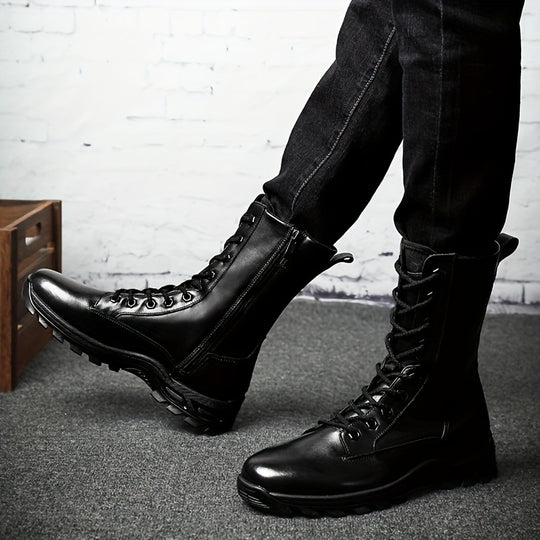 Lederstiefel mit Reißverschluss und Profilsohle für Herren