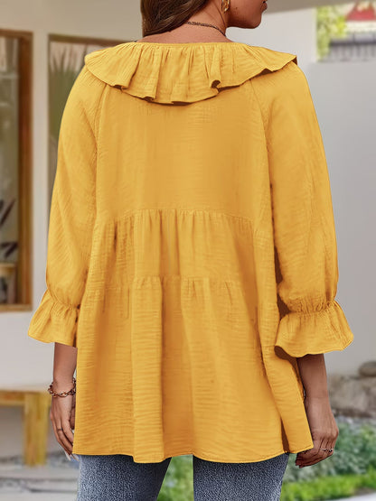 Elegante Bluse mit Rüschensaum am Ausschnitt für Damen