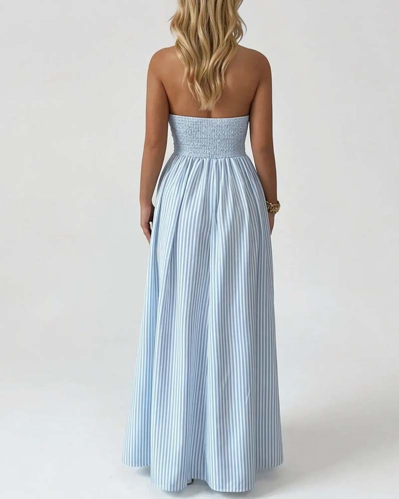 Elegantes gestreiftes Maxikleid für Damen in langer, femininer Form
