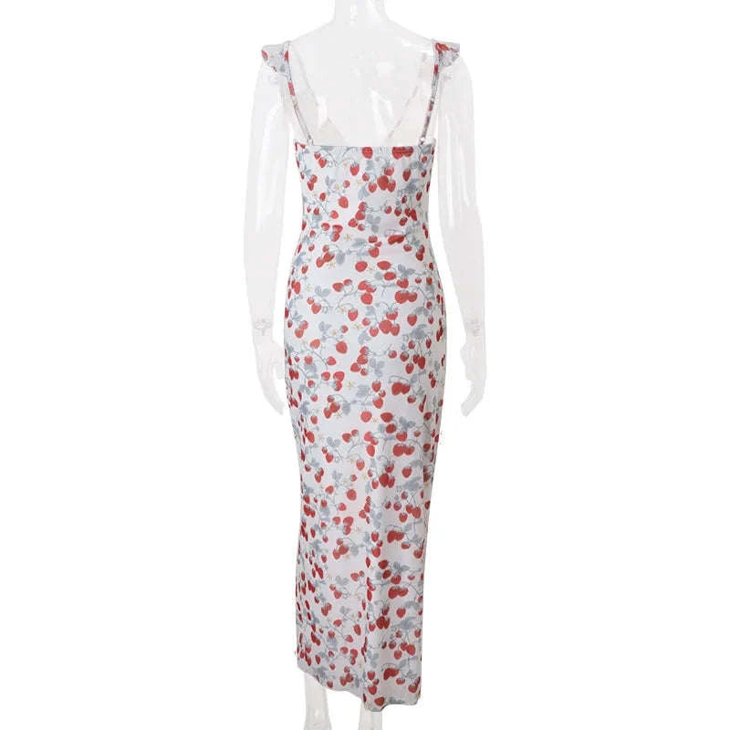 Florales Maxikleid mit tiefem V-Ausschnitt und offenem Rücken Sommerkleid
