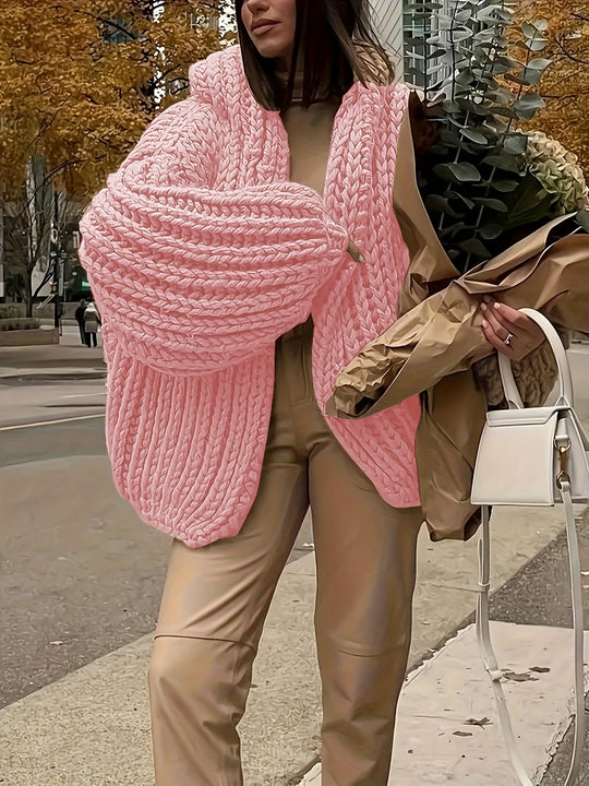 Strickjacke mit Kapuze und Oversize-Ärmeln für Damen