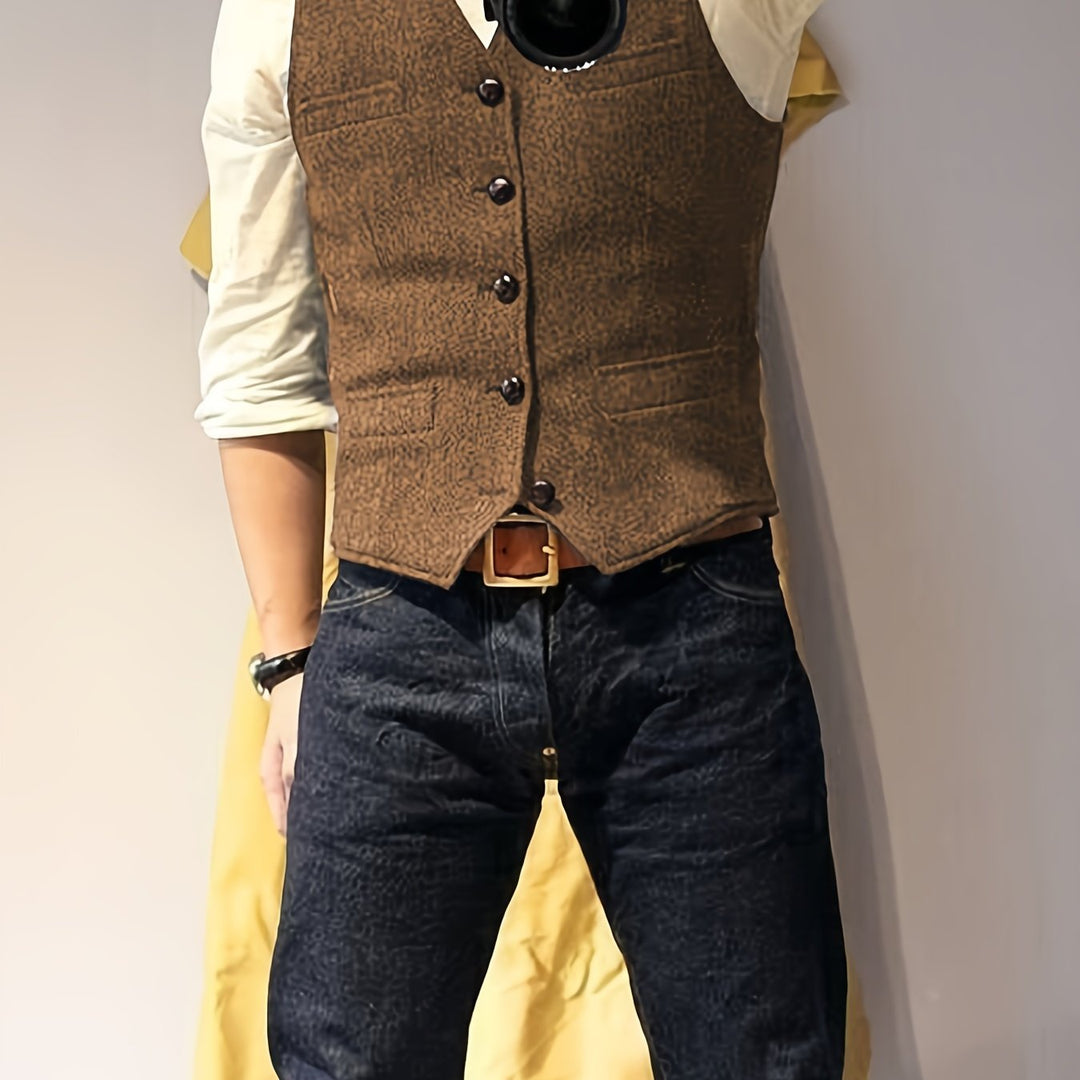Vintage Tweed Weste im Western-Stil für Herren