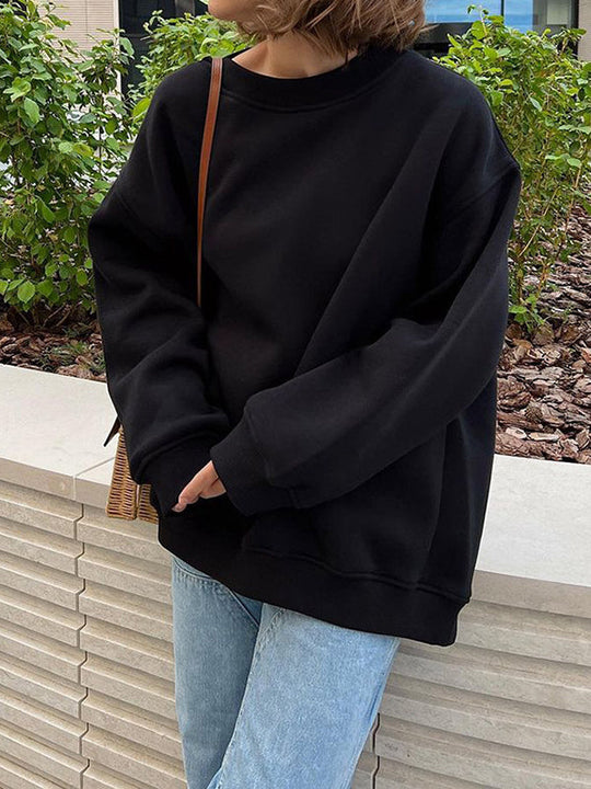 Damen Sweatshirt Locker Mit Rundhalsausschnitt