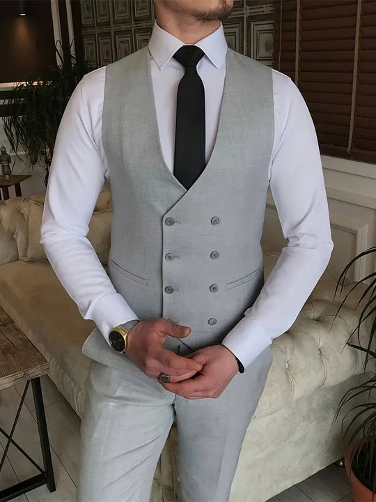 Herren Anzug Dreiteilig Mit Blazer Weste Und Hose