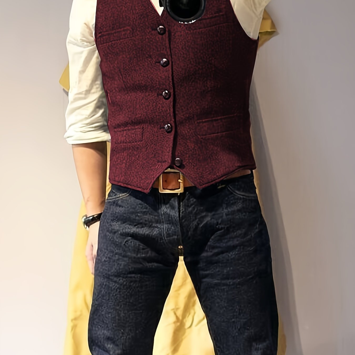 Vintage Tweed Weste im Western-Stil für Herren