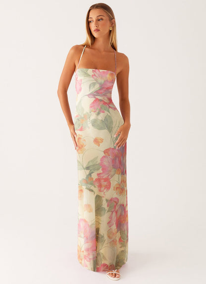 Damen Blumen Maxikleid Sommer Ärmellos Strandkleid
