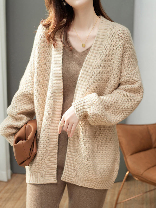 Damen Strickjacke Mit Lockerem Schnitt Und Einfarbigem Design