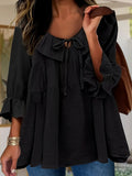 Elegante Bluse mit Rüschensaum am Ausschnitt für Damen