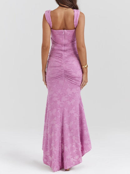Blaues Bell Kleid mit Blumenmuster Maxi