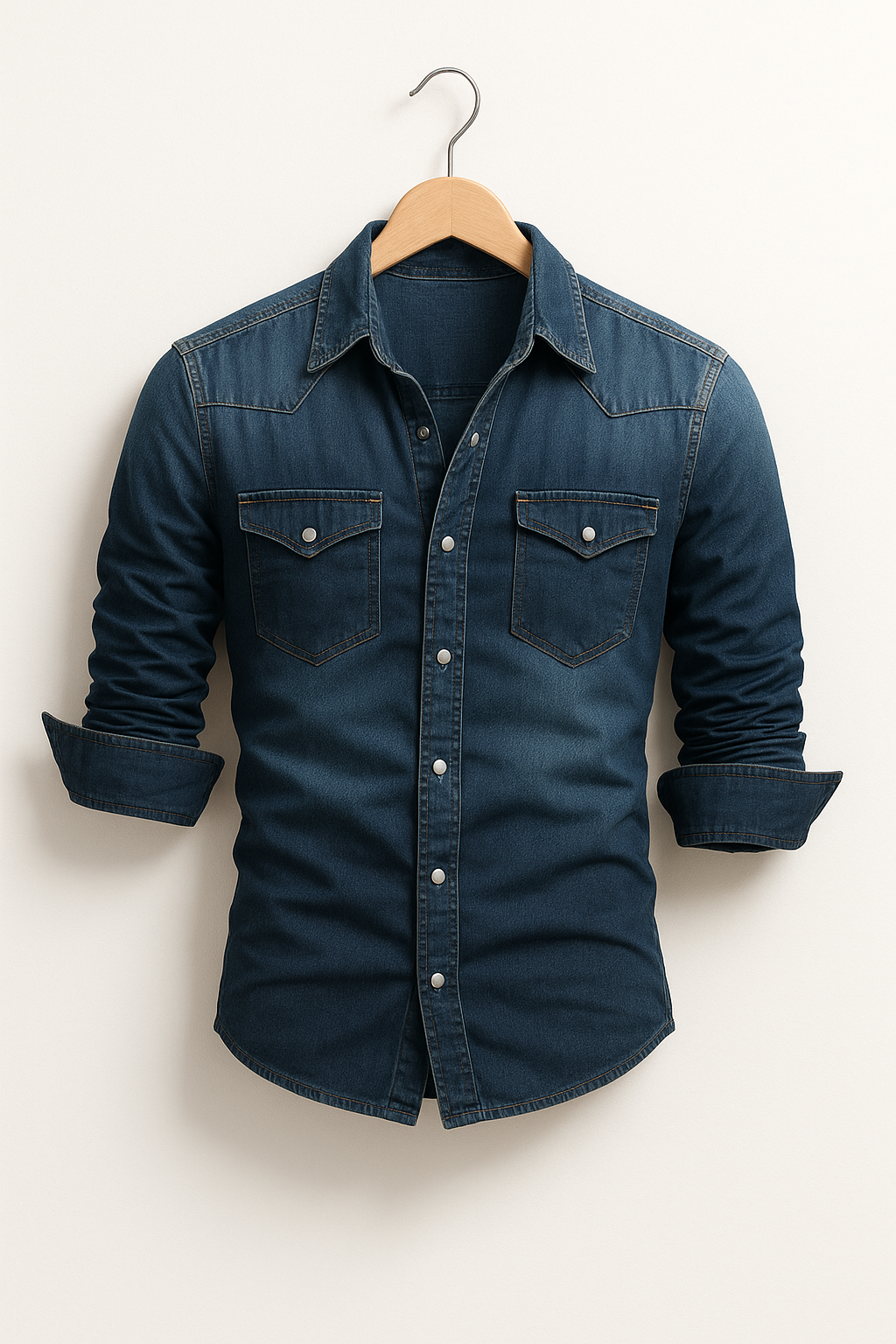Herren Locker sitzendes Denim-Hemd Freizeit-Button-Down