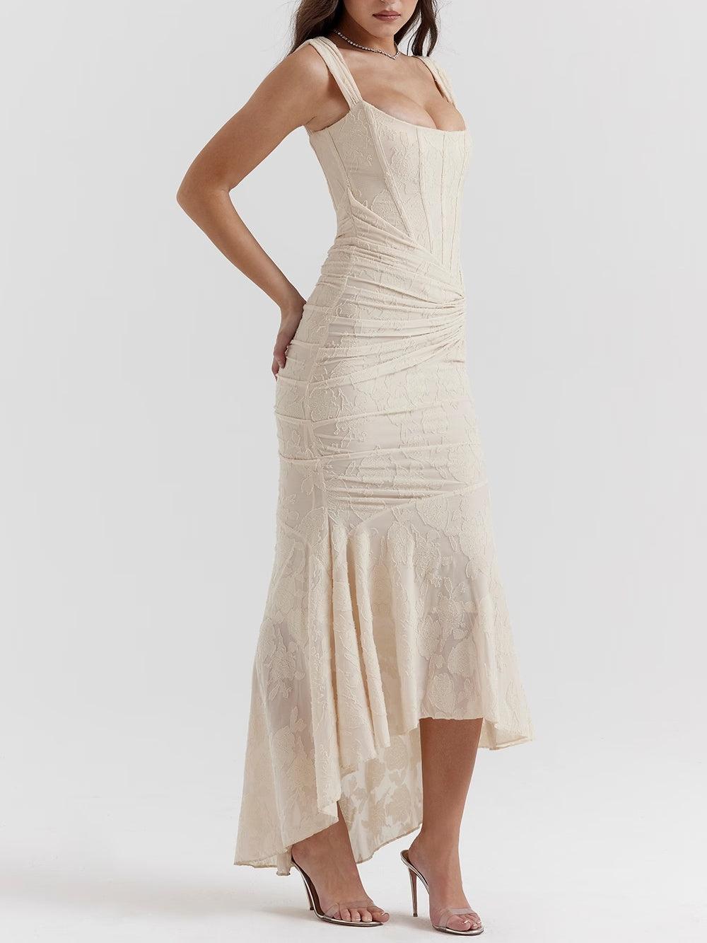 Blaues Bell Kleid mit Blumenmuster Maxi
