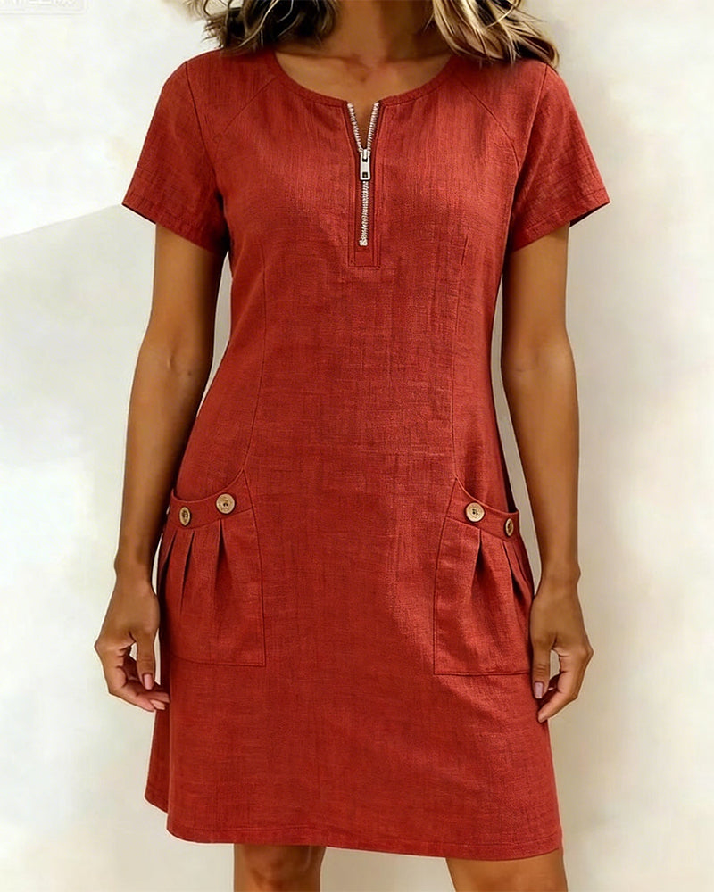 Leinenkleid mit A-Linien-Schnitt und weicher Haptik