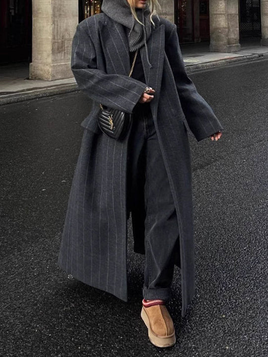 Damen Trenchcoat Mit Nadelstreifen Und Reverskragen
