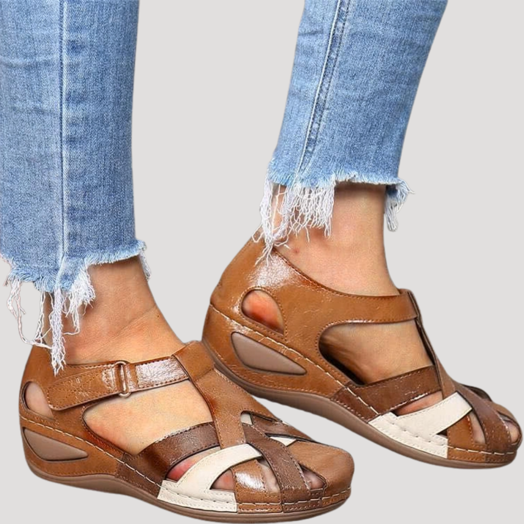 Damen geschlossene Zehen gewebte Riemchen-Wandersandalen
