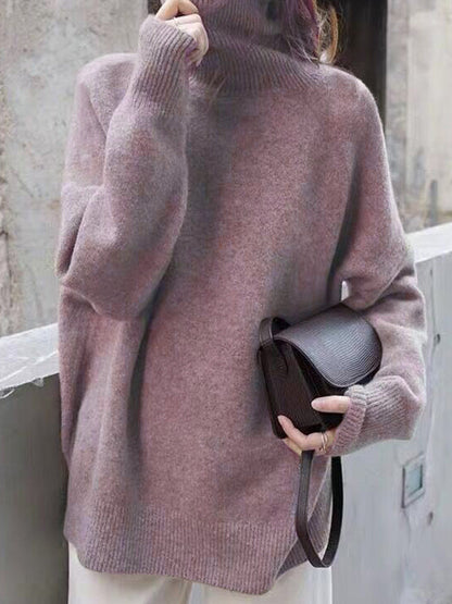 Damen Rollkragenpullover Mit Lockerem Schnitt