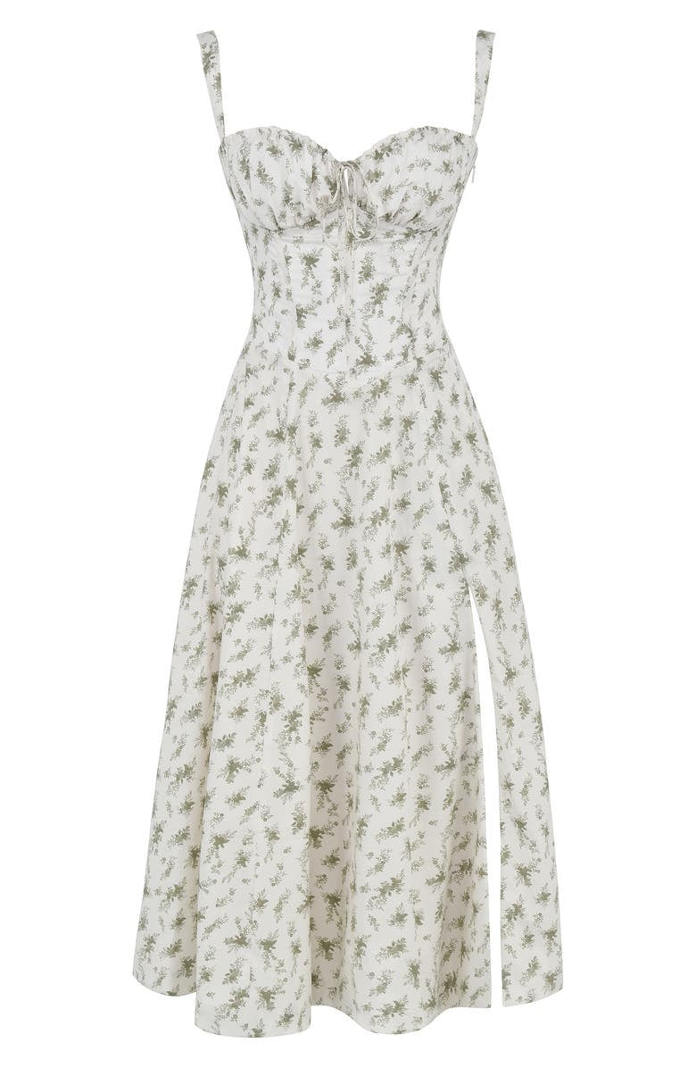 Florales Bustier Midriff Cutout Bodycon Kleid