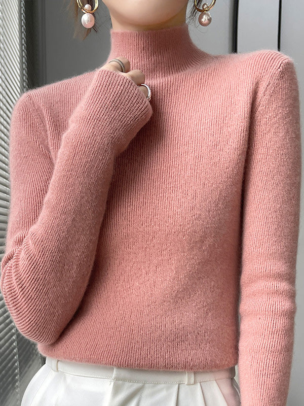 Damen Strickpullover Mit Halbhohem Kragen Und Schmalem Schnitt