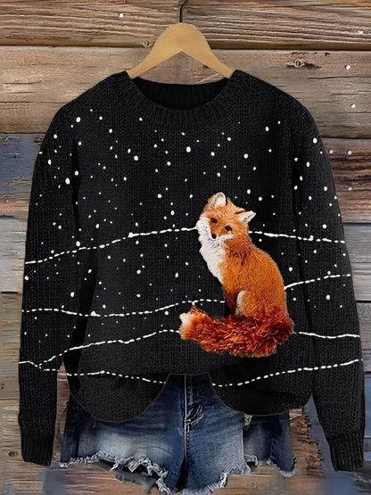 Warmer Damenpullover aus Wolle mit Print