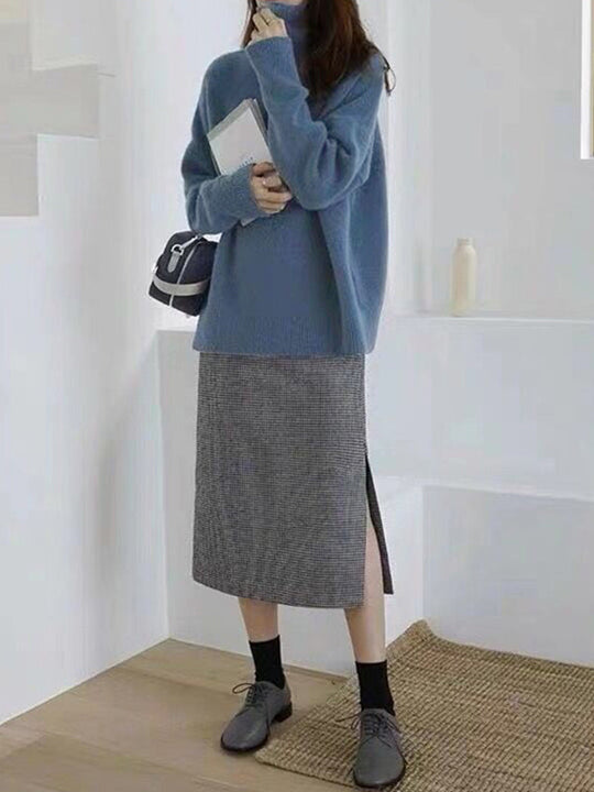 Damen Rollkragenpullover Mit Lockerem Schnitt