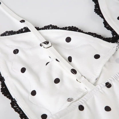 Damen Maxikleid Ärmellos mit Punkten