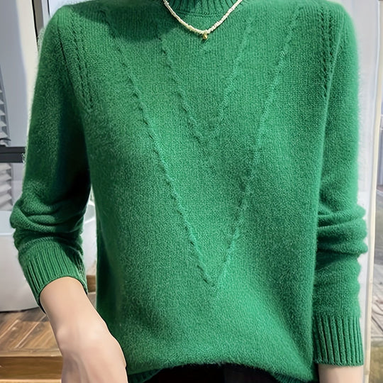 Strickpullover mit Stehkragen und Strukturmuster für Damen