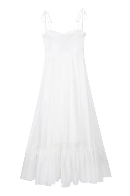 Polyester weißes langes Kleid bis zum Knöchel