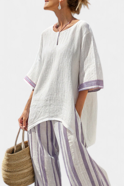 Bequemes Damen-Loungewear-Set mit Streifen
